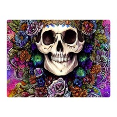 Dead Cute Skull Floral Two Sides Premium Plush Fleece Blanket (mini) by GardenOfOphir