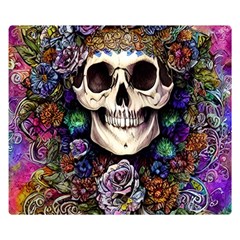 Dead Cute Skull Floral Two Sides Premium Plush Fleece Blanket (small) by GardenOfOphir