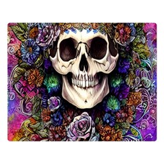 Dead Cute Skull Floral Two Sides Premium Plush Fleece Blanket (large) by GardenOfOphir