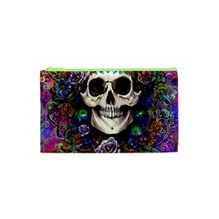 Dead Cute Skull Floral Cosmetic Bag (xs) by GardenOfOphir