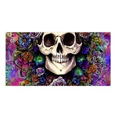 Dead Cute Skull Floral Satin Shawl 45  X 80  by GardenOfOphir