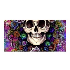 Dead Cute Skull Floral Satin Wrap 35  X 70  by GardenOfOphir