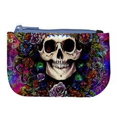 Dead Cute Skull Floral Large Coin Purse by GardenOfOphir