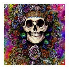 Dead Cute Skull Floral Banner And Sign 3  X 3  by GardenOfOphir