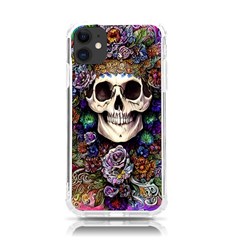 Dead Cute Skull Floral Iphone 11 Tpu Uv Print Case by GardenOfOphir