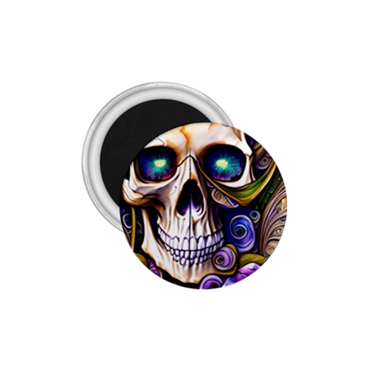 Gothic Cute Skull Floral 1.75  Magnets