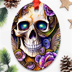 Gothic Cute Skull Floral Ornament (oval)