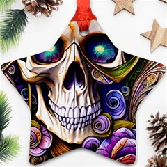 Gothic Cute Skull Floral Ornament (star)