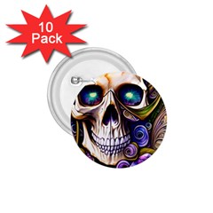 Gothic Cute Skull Floral 1 75  Buttons (10 Pack) by GardenOfOphir