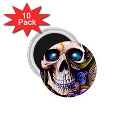 Gothic Cute Skull Floral 1 75  Magnets (10 Pack)  by GardenOfOphir