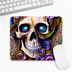 Gothic Cute Skull Floral Large Mousepad by GardenOfOphir