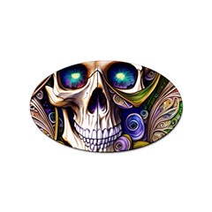 Gothic Cute Skull Floral Sticker (oval) by GardenOfOphir