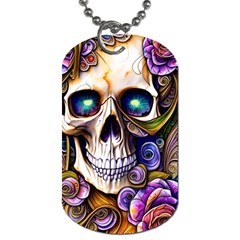 Gothic Cute Skull Floral Dog Tag (one Side) by GardenOfOphir