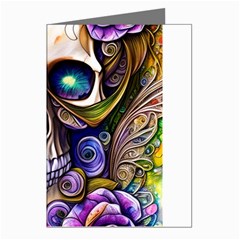 Gothic Cute Skull Floral Greeting Cards (pkg Of 8)