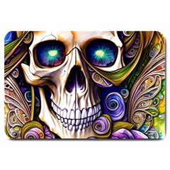 Gothic Cute Skull Floral Large Doormat by GardenOfOphir