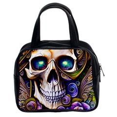 Gothic Cute Skull Floral Classic Handbag (two Sides) by GardenOfOphir