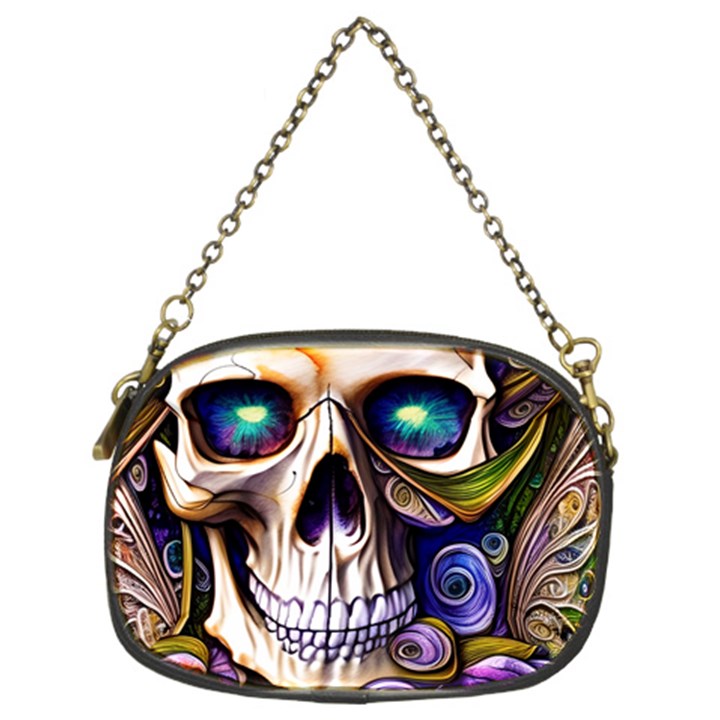 Gothic Cute Skull Floral Chain Purse (Two Sides)