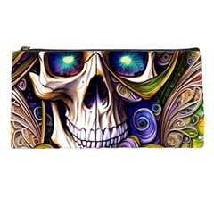 Gothic Cute Skull Floral Pencil Case by GardenOfOphir