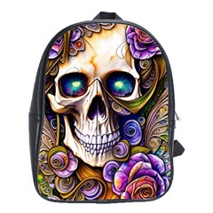 Gothic Cute Skull Floral School Bag (large) by GardenOfOphir