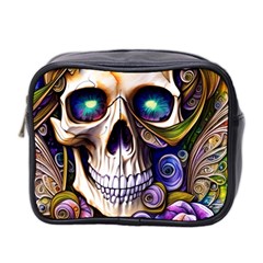 Gothic Cute Skull Floral Mini Toiletries Bag (two Sides) by GardenOfOphir