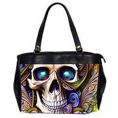 Gothic Cute Skull Floral Oversize Office Handbag (2 Sides) by GardenOfOphir