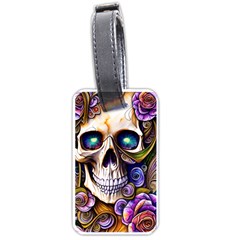 Gothic Cute Skull Floral Luggage Tag (one Side) by GardenOfOphir