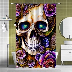 Gothic Cute Skull Floral Shower Curtain 48  X 72  (small)  by GardenOfOphir