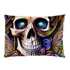 Gothic Cute Skull Floral Pillow Case (two Sides) by GardenOfOphir