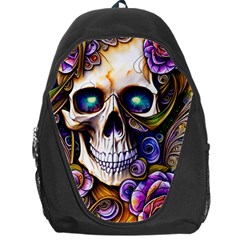 Gothic Cute Skull Floral Backpack Bag by GardenOfOphir