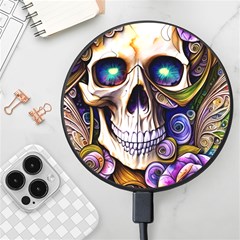 Gothic Cute Skull Floral Wireless Fast Charger(black) by GardenOfOphir