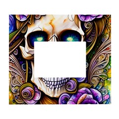 Gothic Cute Skull Floral White Wall Photo Frame 5  X 7  by GardenOfOphir