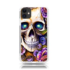 Gothic Cute Skull Floral Iphone 11 Tpu Uv Print Case by GardenOfOphir