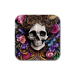 Skull Bones Rubber Square Coaster (4 Pack) by GardenOfOphir