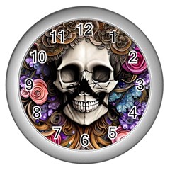 Skull Bones Wall Clock (silver) by GardenOfOphir