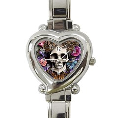 Skull Bones Heart Italian Charm Watch by GardenOfOphir