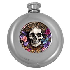 Skull Bones Round Hip Flask (5 Oz) by GardenOfOphir