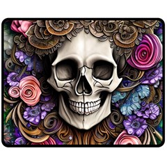 Skull Bones Two Sides Fleece Blanket (medium) by GardenOfOphir