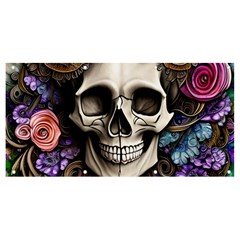 Skull Bones Banner And Sign 8  X 4  by GardenOfOphir