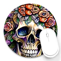 Skull Dead Round Mousepad by GardenOfOphir