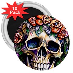 Skull Dead 3  Magnets (10 Pack)  by GardenOfOphir