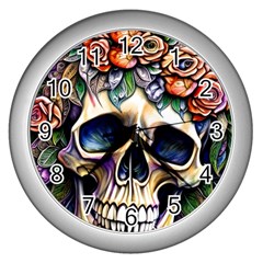 Skull Dead Wall Clock (silver) by GardenOfOphir