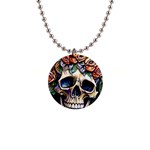 Skull Dead 1  Button Necklace Front