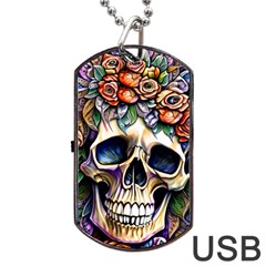 Skull Dead Dog Tag Usb Flash (two Sides) by GardenOfOphir