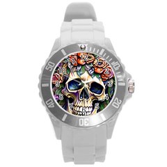 Skull Dead Round Plastic Sport Watch (l) by GardenOfOphir