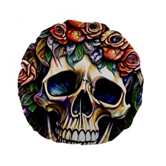 Skull Dead Standard 15  Premium Round Cushions by GardenOfOphir