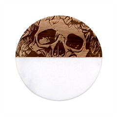 Skull Dead Classic Marble Wood Coaster (round)  by GardenOfOphir