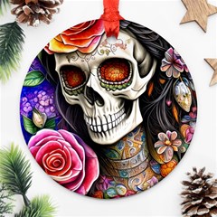 Sugar Skull Ornament (round) by GardenOfOphir