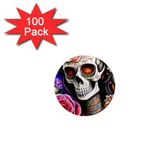 Sugar Skull 1  Mini Magnets (100 Pack)  by GardenOfOphir