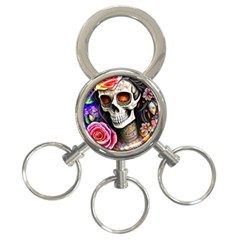 Sugar Skull 3-ring Key Chain by GardenOfOphir