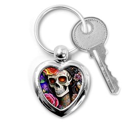 Sugar Skull Key Chain (heart) by GardenOfOphir